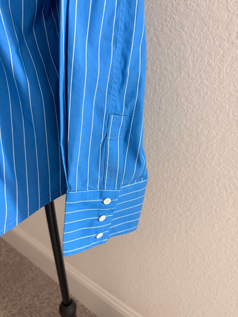 Sandro Striped Cotton Shirt | Rhinestone Heart Cutout Shoulder Designer Blouse - Picture 8 of 8